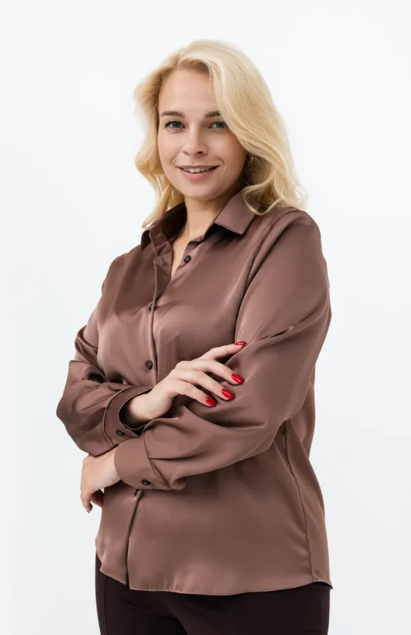 SHARM Шовкова сорочка, молочний шоколад — розміри S–XXL, доставка по Україні
